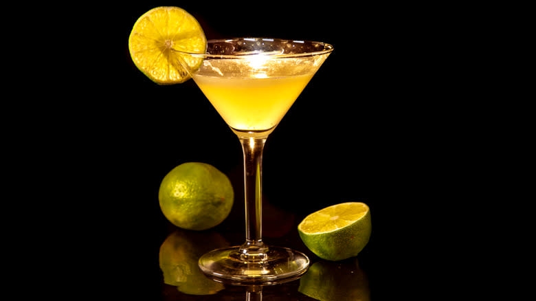 Kamikaze cocktail against a black background