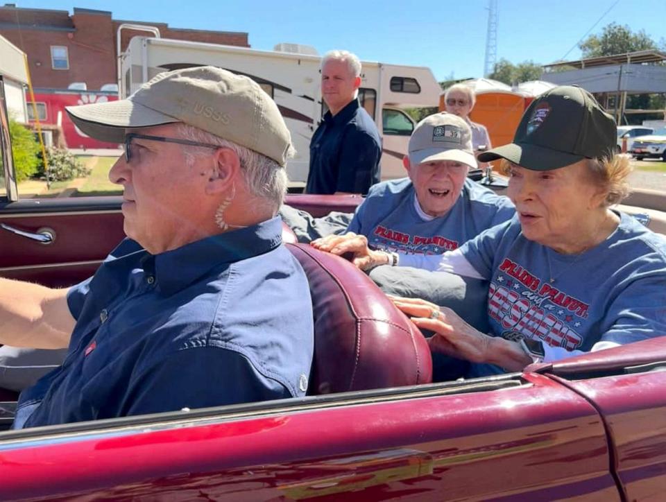 PHOTO: Former President Jimmy Carter and his wife Rosalynn at the 25th annual Peanut Festival parade in Plains, Ga., on Sept. 24, 2022, in a photo shared by The Carter Center. (The Carter Center/Facebook)