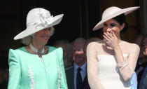 <p>The ladies could hardly keep the smiles off their faces. Photo: Getty </p>