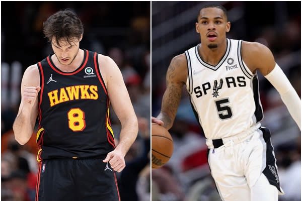 馬刺送走第一戰將 Dejounte Murray(右)，換來 33 歲前鋒 Danilo Gallinari(左) + 三個首輪籤 + 一個首輪籤交換。合成照片