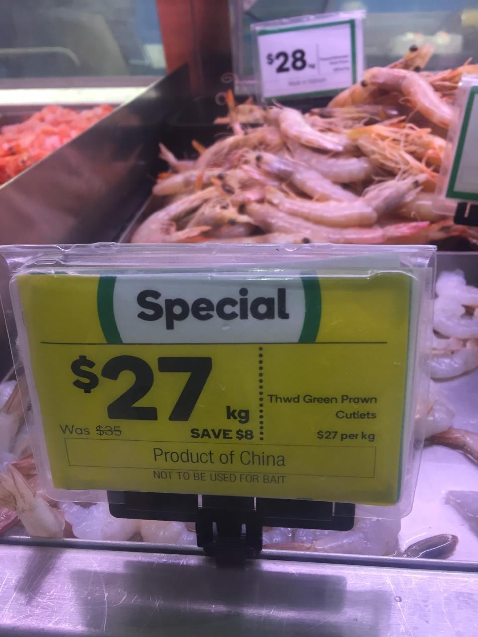 Customers were outraged by the sign which indicates the prawns were imported. Source: Facebook