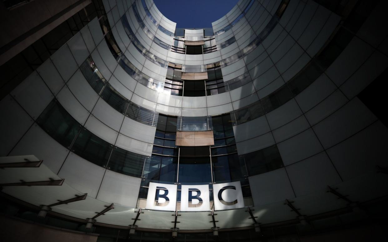The logo for the Broadcasting House, the headquarters of the BBC is displayed outside on July 25, 2015 in London, England. The main Art Deco-style building of the British Broadcasting Corporation was officially opened on 15 May 1932 and has since seen extensive refurbishment with an extension to the main building completed in 2005 - Getty /Carl Court 