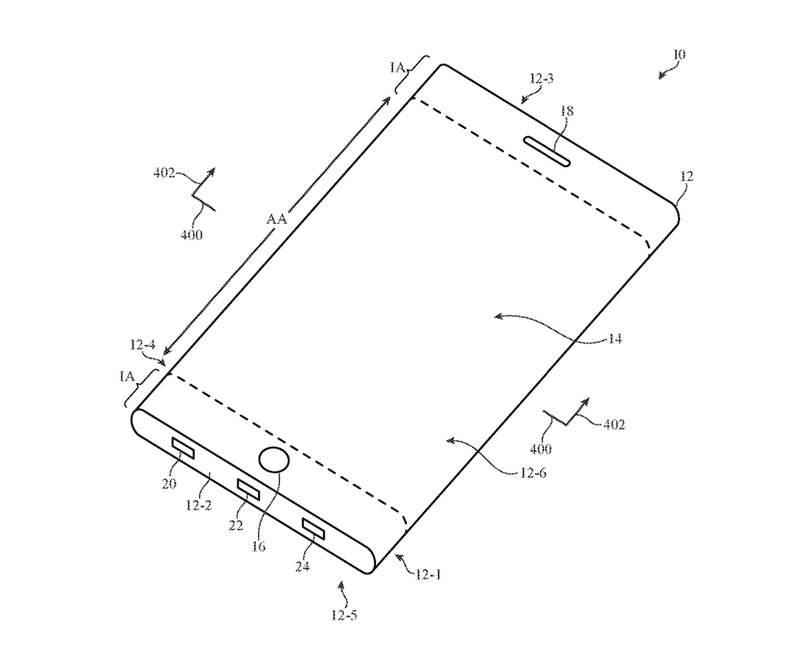 A patent image displaying a phone with smooth edges 