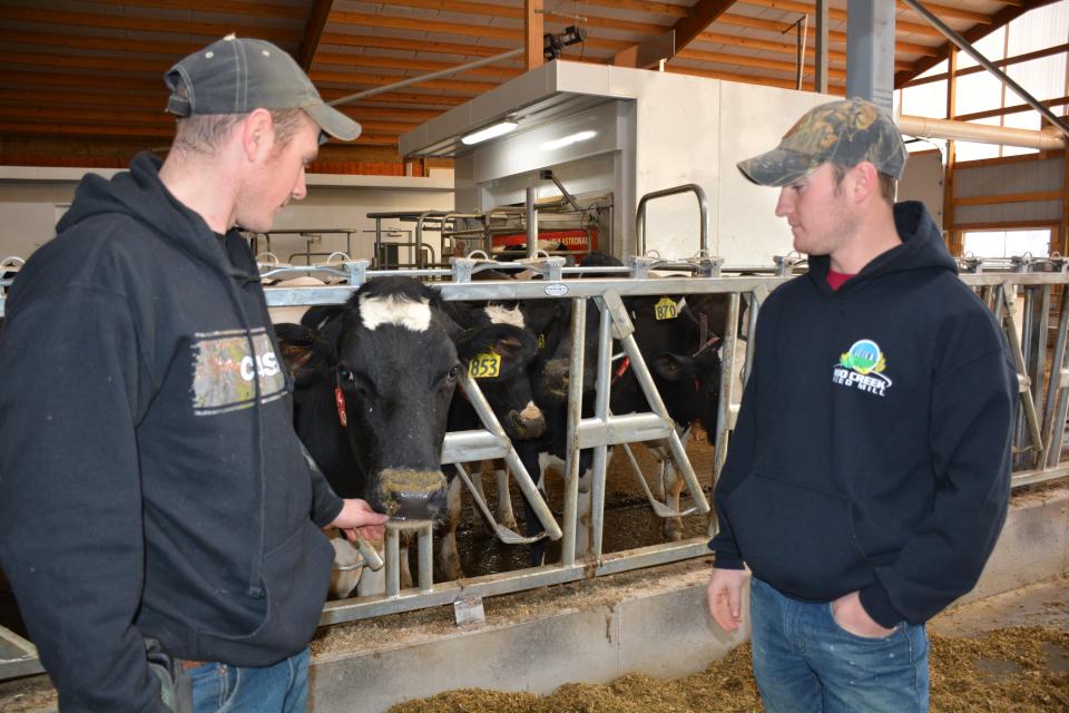 Brian Kinnard and Kyler Kinnard are the fourth generation of their family to co-own and operate Kinnard Highland Farm in Casco, the site of this Sunday's Kewaunee County Breakfast on the Farm. Brian is the son of David Kinnard and Kyler the son of Randy Kinnard, with their dads still owning a partnership in the farm.