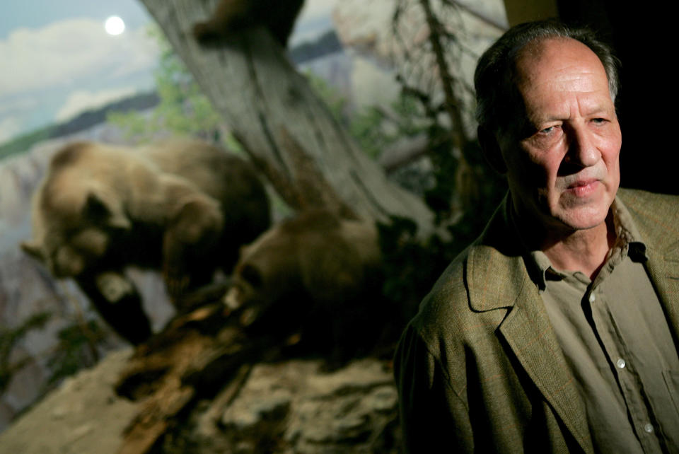 Director Werner Herzog conducts media interviews prior to the Lions Gate screening of "Grizzly Man" at the American Museum of Natural History