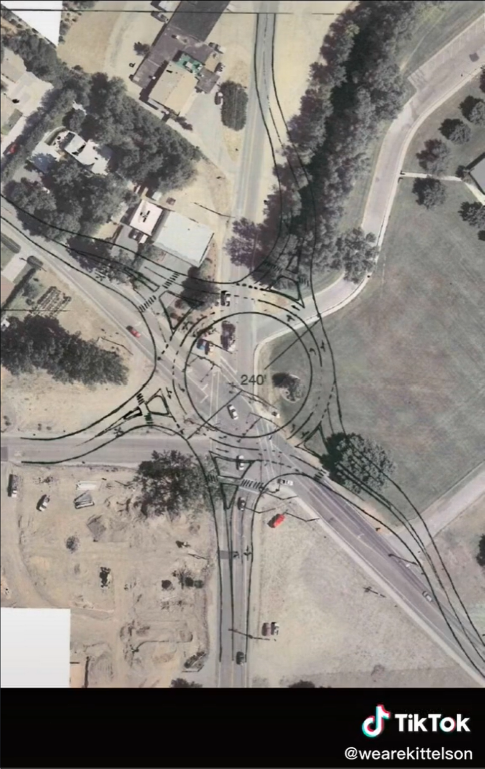 A regular roundabout was proposed in 2005 but had a major impact on surrounding businesses and structures.