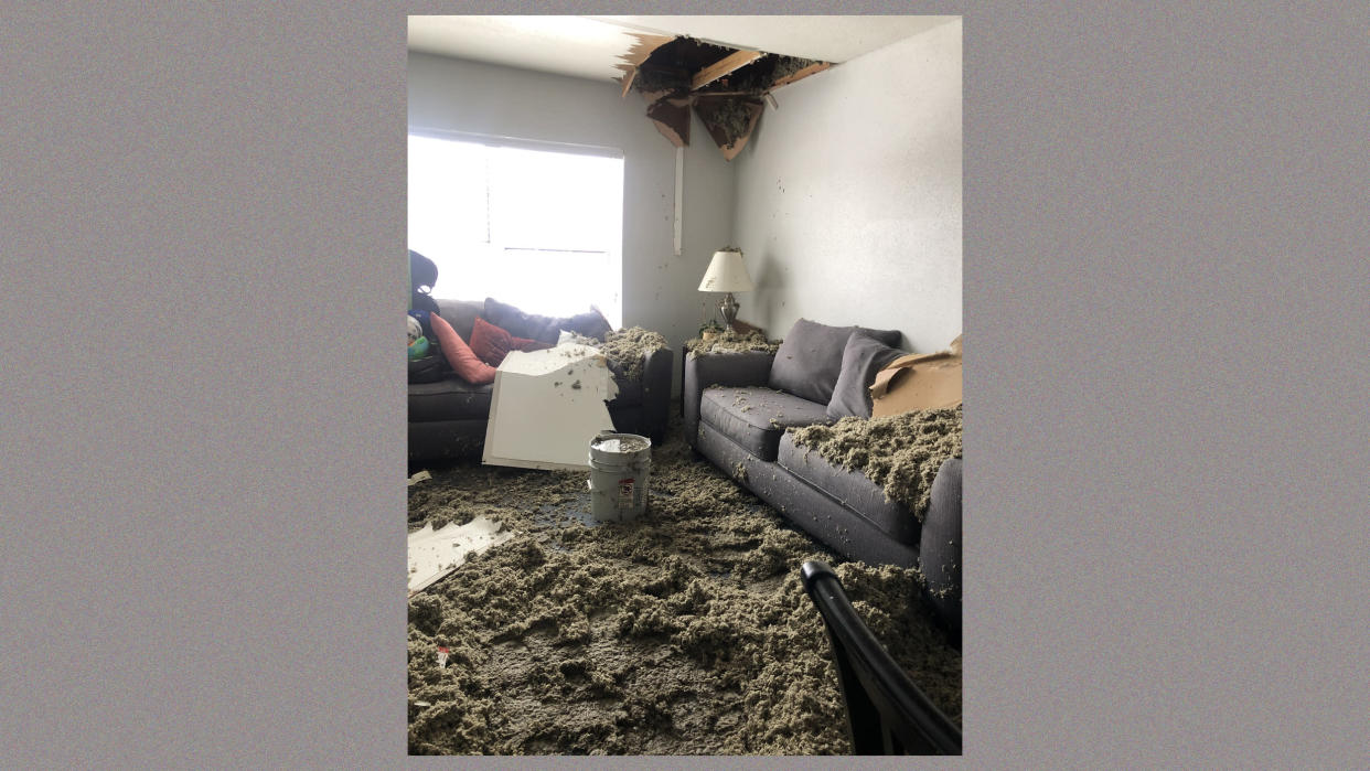 Damage inside the Family Place, the largest domestic violence shelter in Dallas. (Photo: Paige Flink)