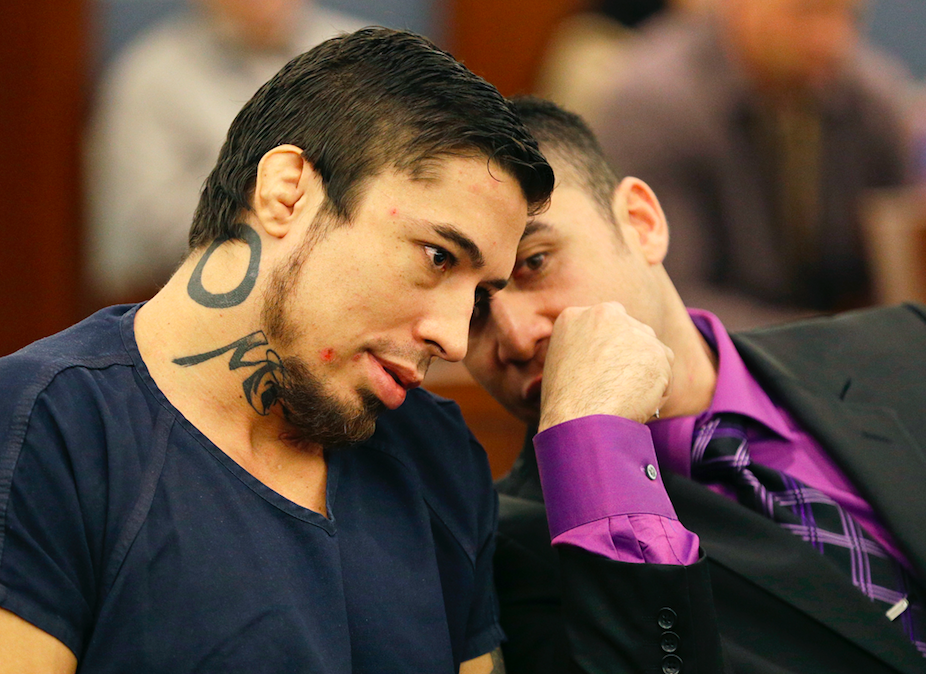 War Machine, formerly known as Jon Koppenhaver, is on trial for allegedly attacking his ex-girlfriend. Photo: AP