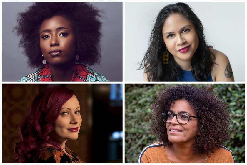 From top left clockwise: Authors Zakiya Dalila Harris, Mia P. Manansala, Samira Sedira, and Heather Levy