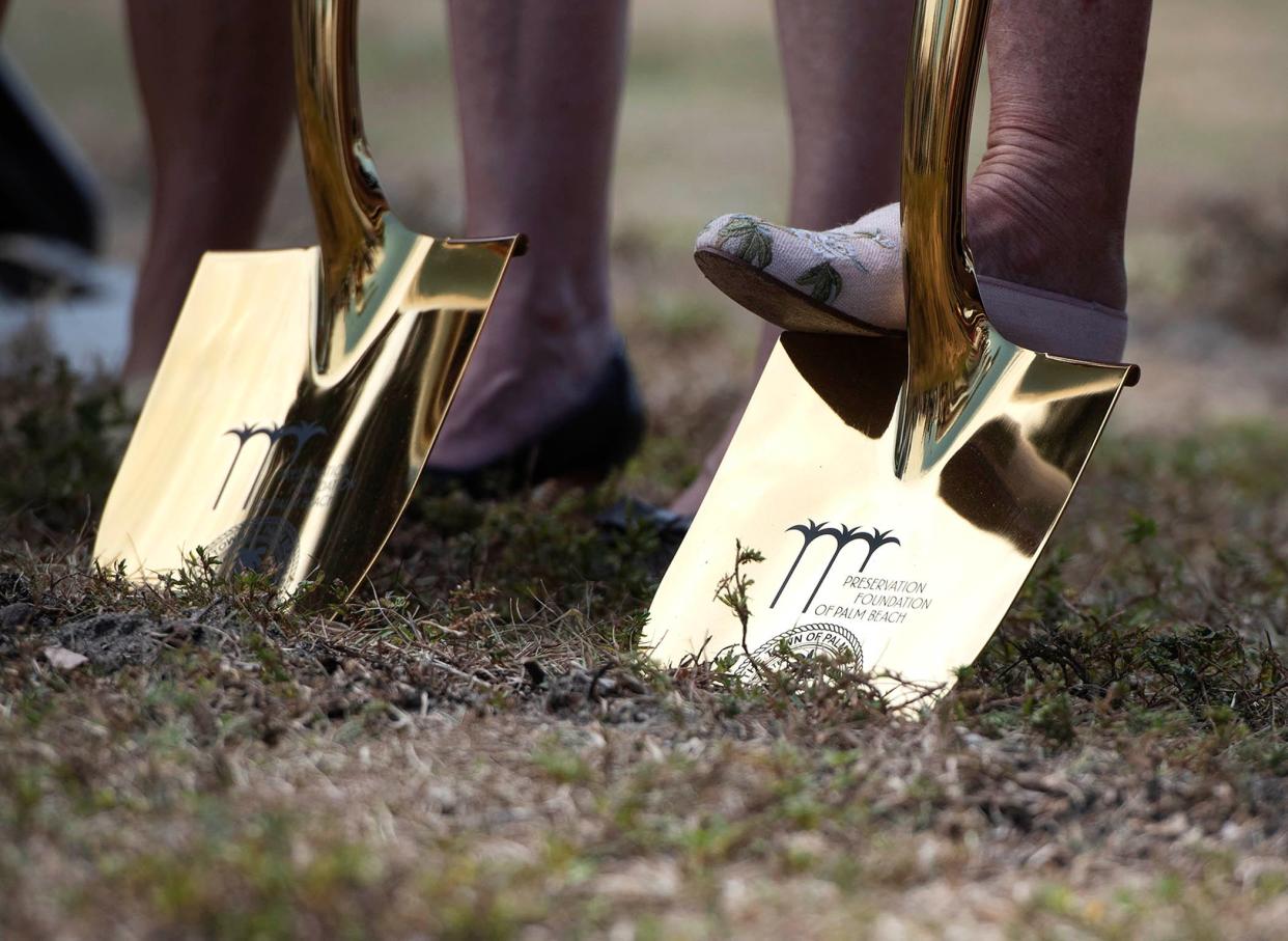 Gold-plated shovels were used for Friday's groundbreaking at Phipps Ocean Park.