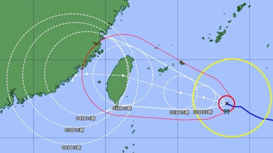 海葵颱風再進入台灣海峽後，可能會因「受困鞍型場」而滯留。（圖／翻攝自「觀氣象看天氣」臉書）