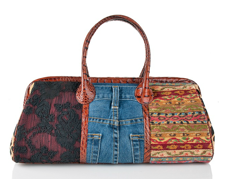 <div class="caption-credit"> Photo by: HSN.com</div><b>Vintage Denim Potpourri and Leather Satchel by Clever Carriage Company, $685</b> <br> Combining a scrap of carpet, left over lace trim, and some old jeans into a handbag sounds like a craft project, not something you can buy for the price of an exotic cruise. <br>