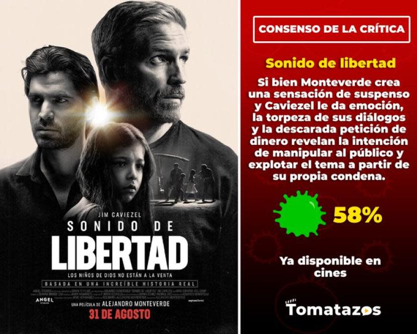 Calificación de la crítica de 'Sonido de libertad' (Crédito: Tomatazos)