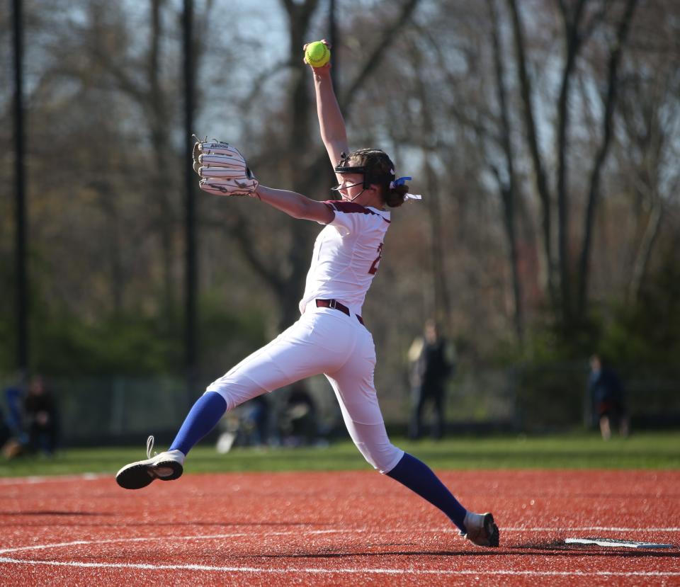 Arlington's Alyssa Liguori on the mound during Thursday's game versus John Jay on April 28, 2022.