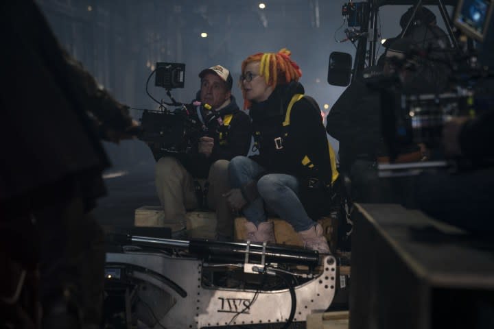 Lana Wachowski behind the camera during The Matrix Resurrections.