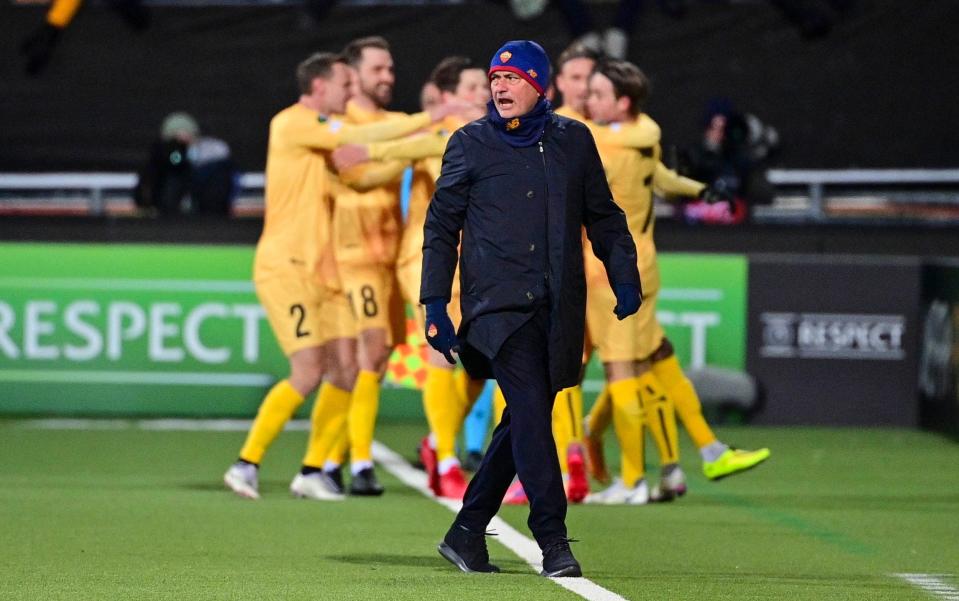 AS Roma coach JosÃ¨ Mourinho reacts during the UEFA Europa Conference League group C match between FK Bodo/Glimt and AS Roma at Aspmyra Stadion on October 21, 2021 in Bodo, Norway. - GETTY IMAGES