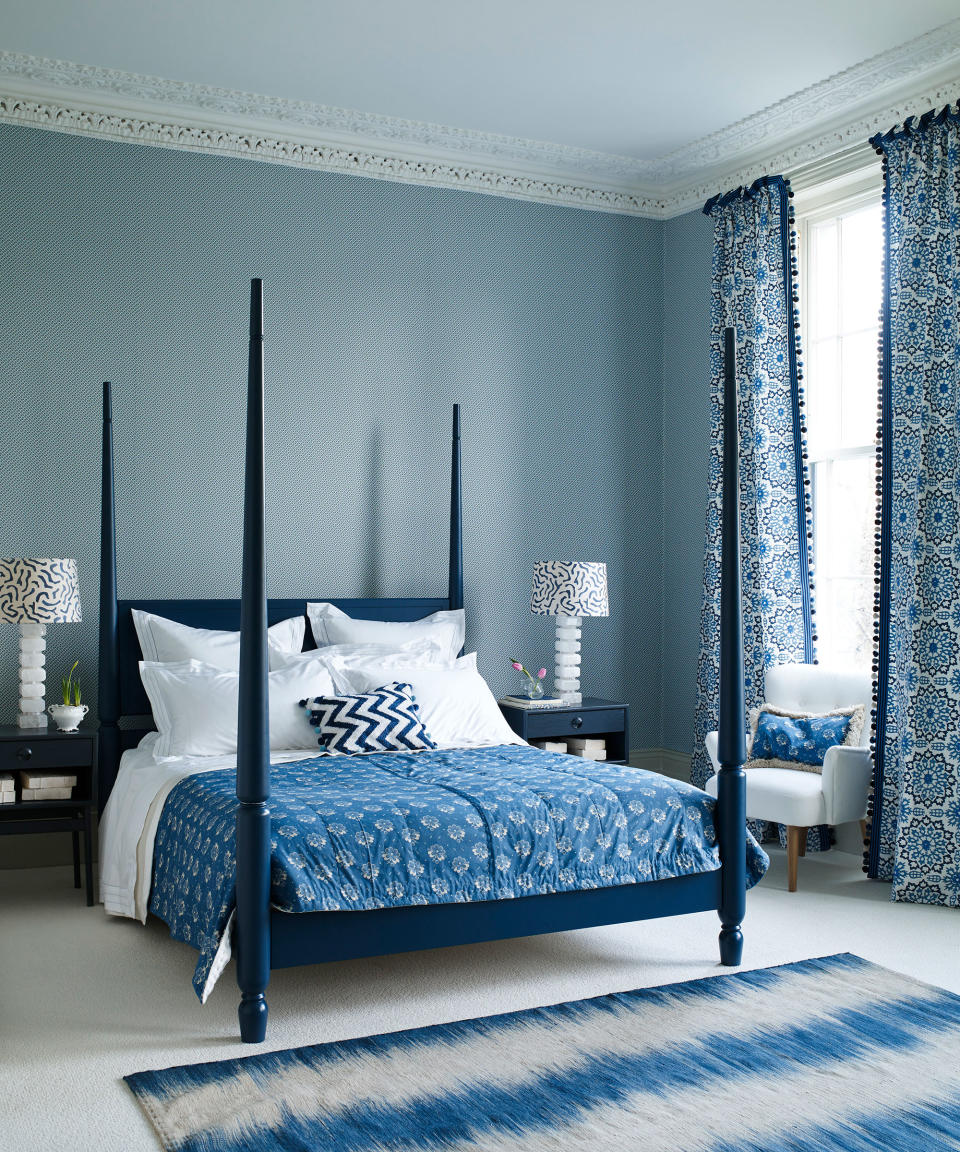 <p> &#x2018;The bedroom is somewhere you want to relax, unwind and switch off from the everyday. Tranquil blue tones and calming neutrals not only look luxurious, but are known for their relaxing and regenerative powers,&#x2019; explains Zoffany designer Peter Gomez &#x2013; like in this soothing all-blue bedroom. </p> <p> &#x2018;Using muted, pared-back hues will create a sophisticated and soothing space. If you want something a bit warmer, a shade like pewter will help to create a cozy, cocooning environment where you can wrap yourself up and escape from it all.&#x2019;&#xA0; </p>