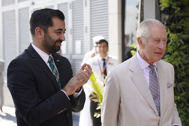 King Charles attended several engagements on Thursday, also meeting with the Scottish First Minister, Humza Yousaf (Andrew Matthews/PA)