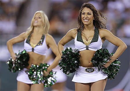 New York Jets cheerleaders perform during a a preseason NFL football game against the Indianapolis Colts,