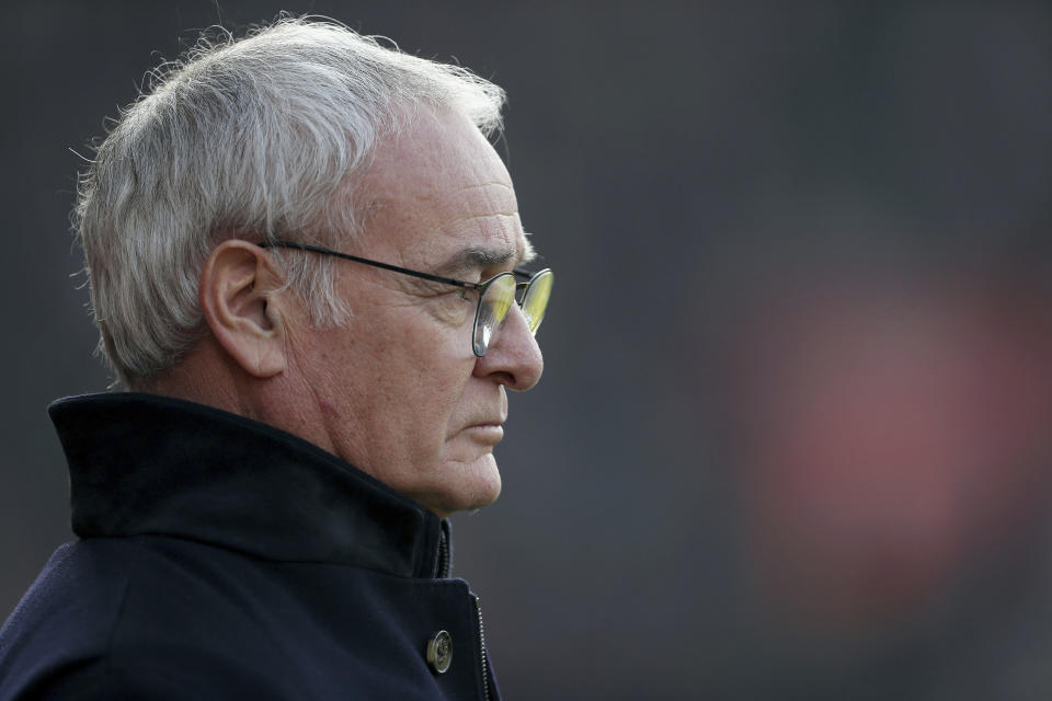 Leicester City manager Claudio Ranieri looks on during the English Premier League soccer match between Southampton and Leicester City at St Mary's, Southampton, England, Sunday, Jan. 22, 2017.(David Davies/PA via AP)