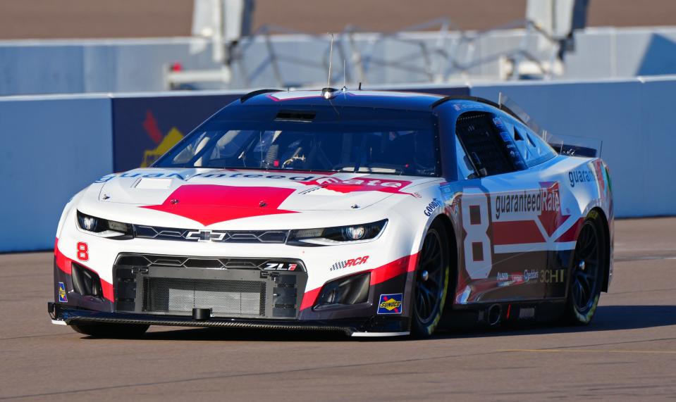 Jan 25, 2022; Phoenix, Arizona, USA; Tyler Reddick out of pit road onto the track during a Next Gen car test at Phoenix Raceway.