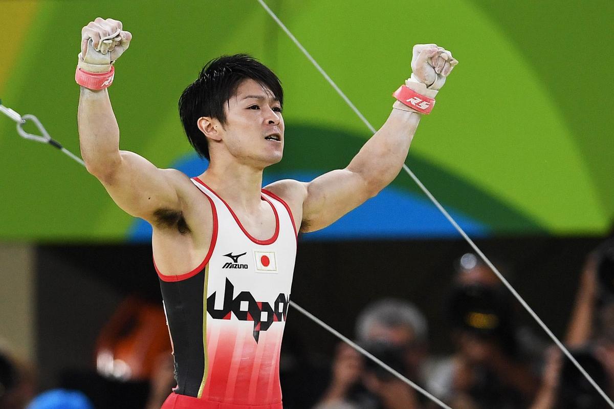 Japan's Kohei Uchimura competes during the Artistic Gymnastics