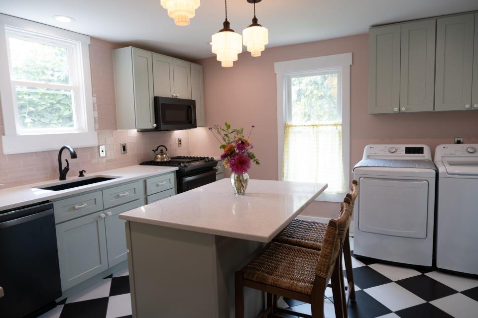 The mint green and pale pink confection is the vision of Richie Goff, editor in chief of Practical Wanderlust and Let’s Go Louisville, and his husband Lucas Meyer, brought to life by Hammerhead Remodeling in Louisville's Clifton neighborhood.