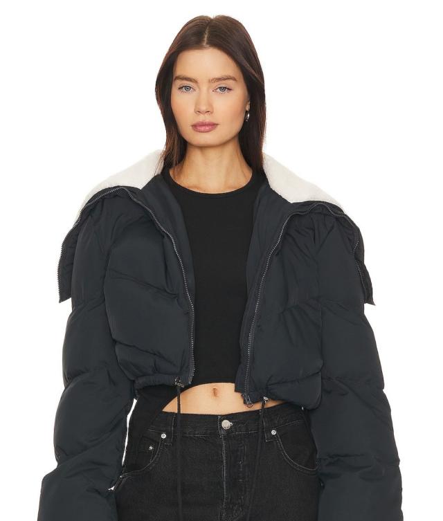 Luxe Black Cropped Puffer Jacket – GOODFORNOTHING®