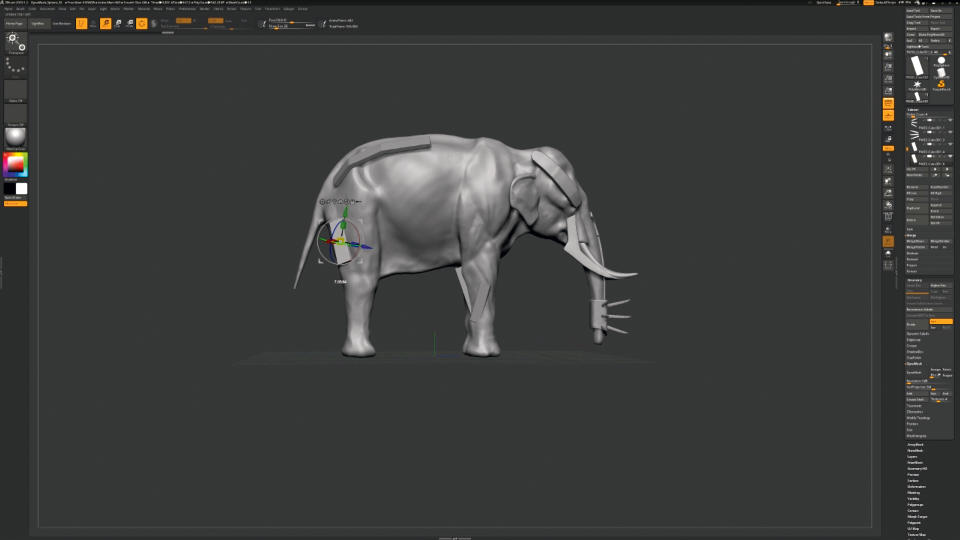 Digital sculpting and painting of elephant in ZBrush and Photoshop by Rob Brunette