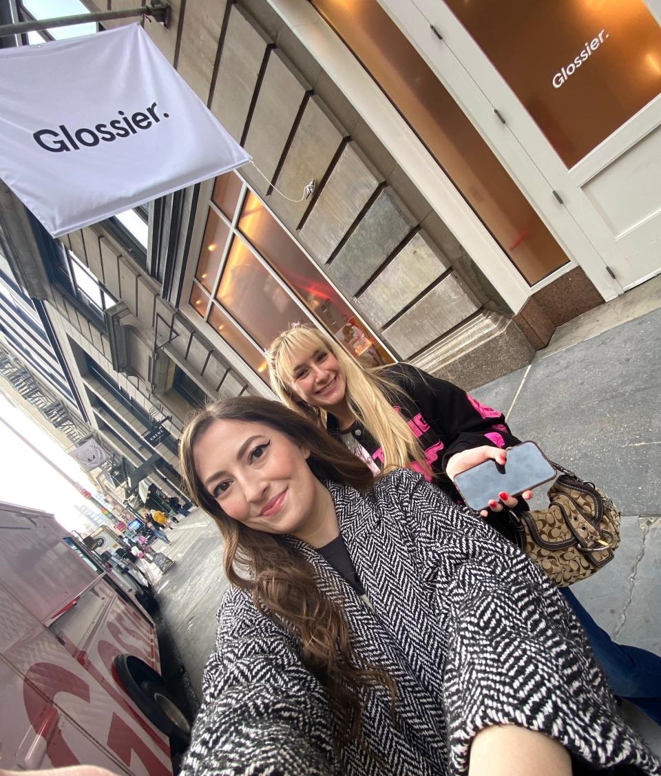 Reporter Amanda Krause and social-media producer Elizabeth Morales at Glossier.