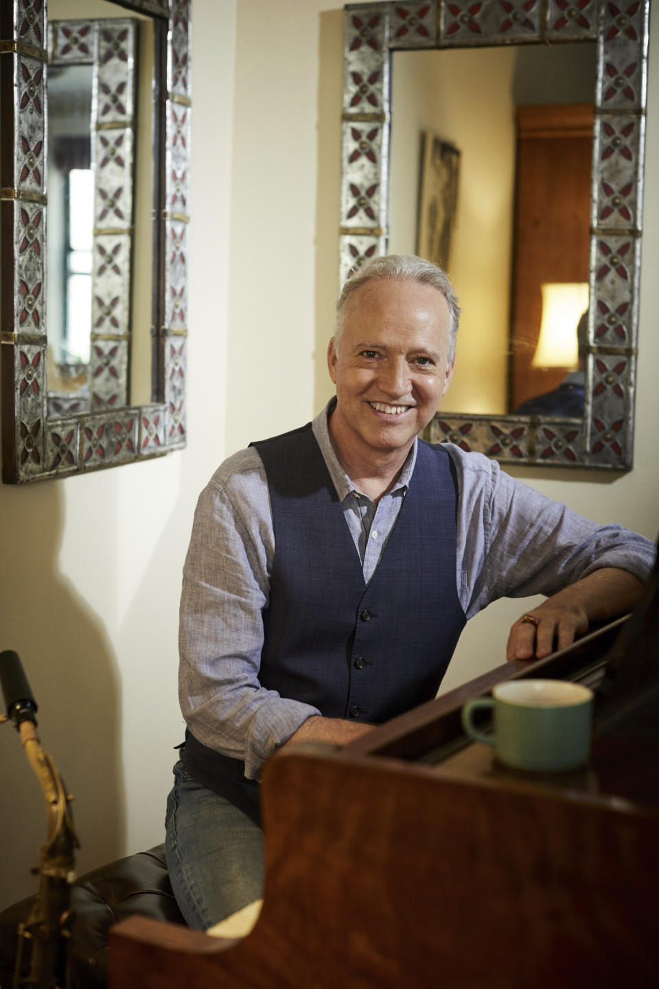 Grammy-winning jazz saxophonist-composer Ted Nash poses for a portrait in New York on May 4, 2021. Nash is releasing an album with actress Glenn Close on Friday. “Transformation: Personal Stories of Change, Acceptance, and Evolution,” is an 11-track spoken word jazz album that tackles heavy topics like race, politics and identity. (Photo by Matt Licari/Invision/AP)