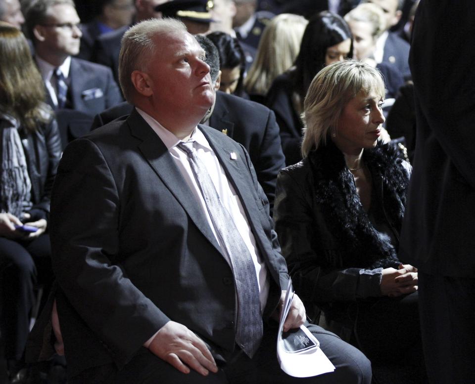 Toronto mayor Rob Ford and his wife Renata attend public memorial for police constable John Zivcic in Toronto.