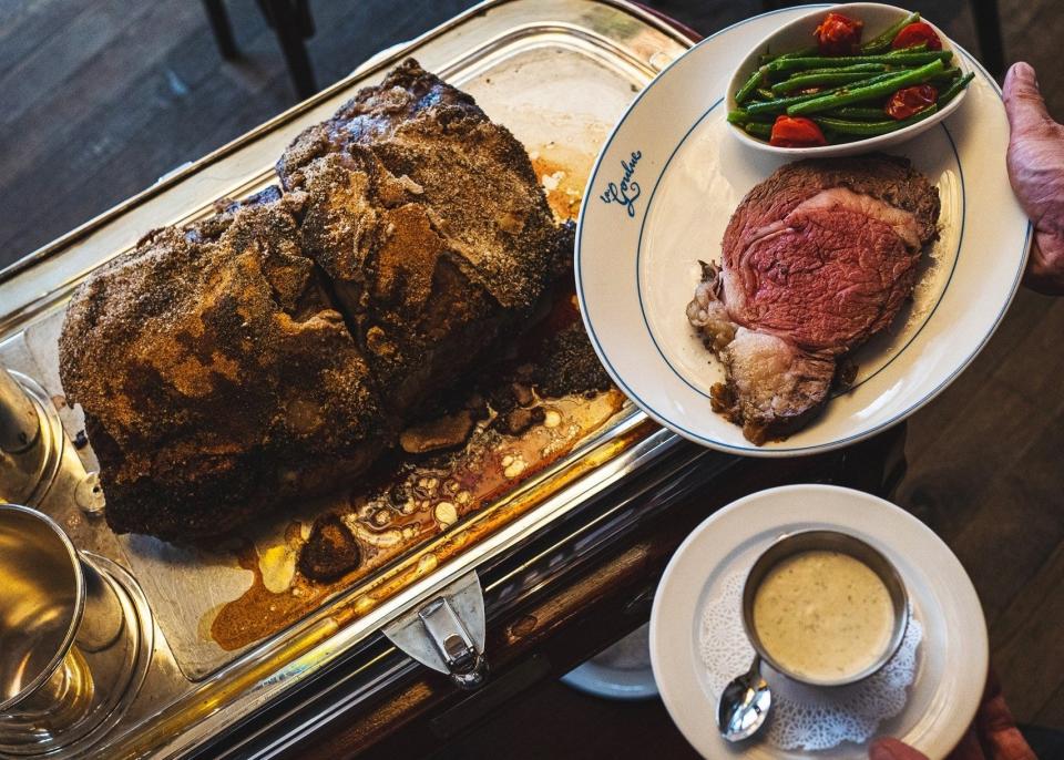 At La Goulue restaurant in Palm Beach, prime rib is carved, plated and served tableside on Wednesdays and Sundays.