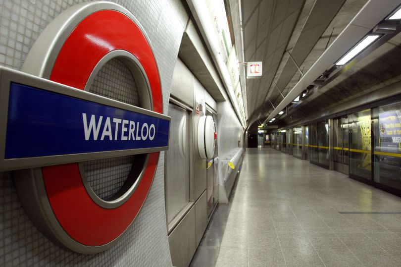 An empty platform is shown July 17, 2002  at Waterloo Underground Station in London