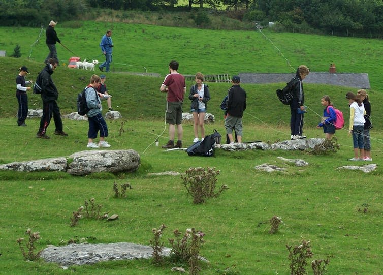 <span class="caption">School children aged ten to 11 on a summer school exploring a stone circle, Arbor Low in the Peak District National Park, UK.</span> <span class="attribution"><span class="source">D Brown & T Sherwood</span>, <span class="license">Author provided</span></span>
