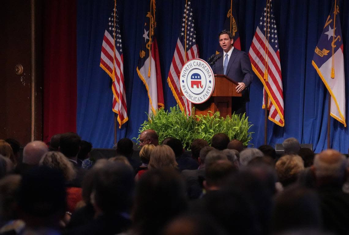 Hundreds gathered to hear Gov. Ron DeSantis speak at the North Carolina Republican Party 2023 State Convention on Friday, June 9, 2023 in Greensboro.