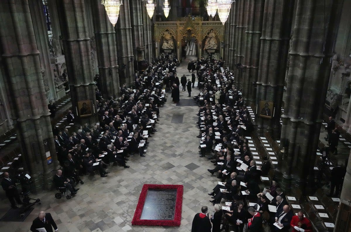 Guests and officials begin to take their places in Westminster Abbey (Frank Augstein/PA) (PA Wire)