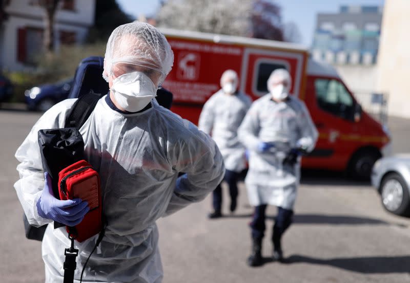 Rescue operation of people infected with coronavirus disease (COVID-19) in Strasbourg