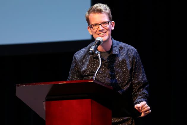 YouTube personality and author Hank Green speaks onstage as he discusses his book 