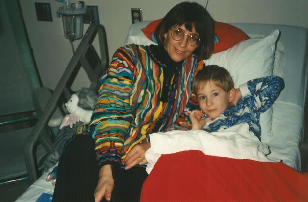 The author with her son Brennan during his cancer treatment. 