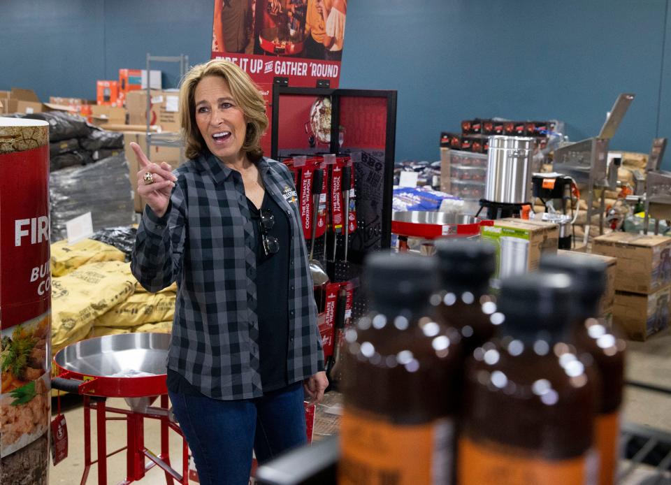 Melissa Cookston gives a tour of The BBQ All Stars Superstore in Southaven on Jan. 18, 2022.