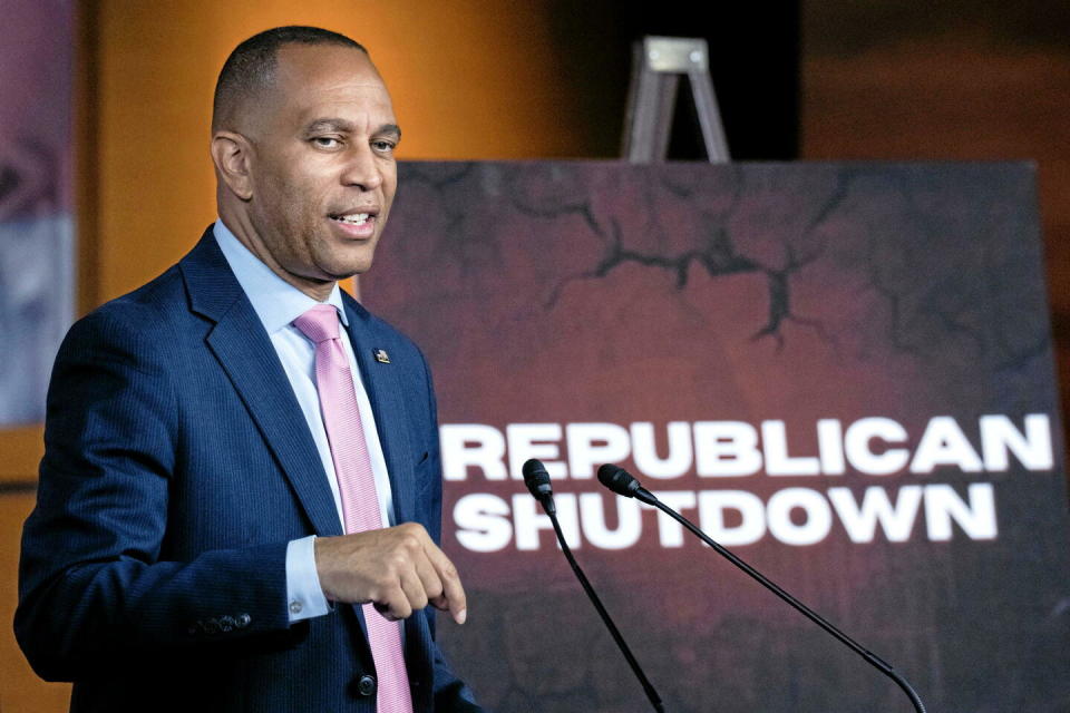 Le chef de la minorité à la Chambre des représentants, Hakeem Jeffries, le jeudi 12 septembre 2024. - Crédit : Tom Williams/CQ-Roll Call/Sipa USA/SIPA