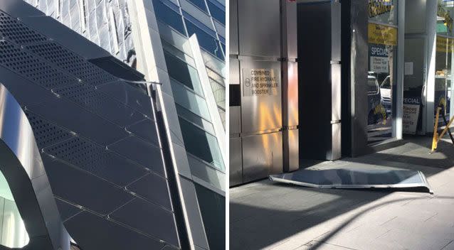 Violent wind blew windows off Wynyard Station. Pictures: Dave Miller