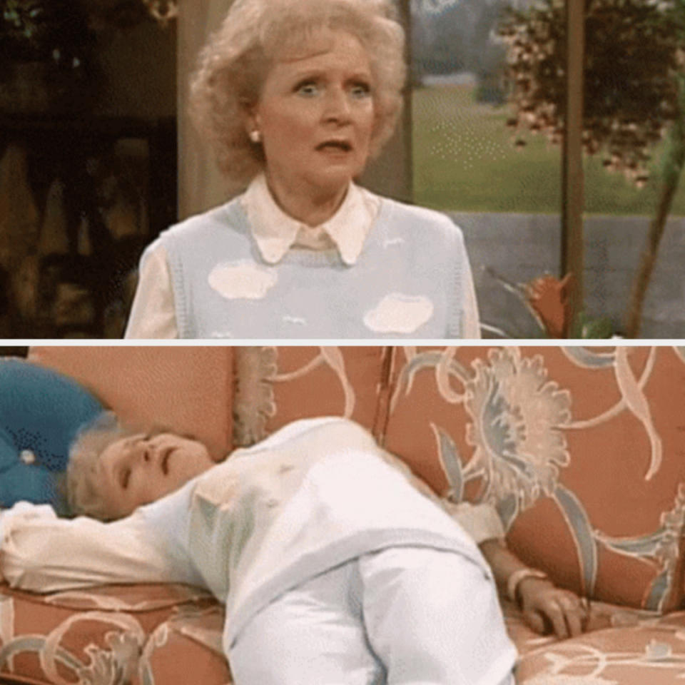 Betty White on "The Golden Girls" fainting