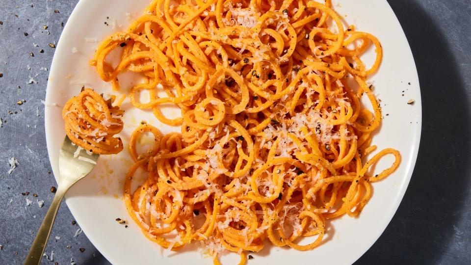 cacio e pepe sweet potato noodles