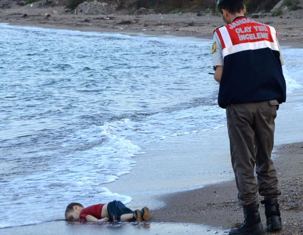 This tragic photo of Aylan Shenu on the shores in Bodrum, southern Turkey, shocked the world. Picture: Nilufer Demir