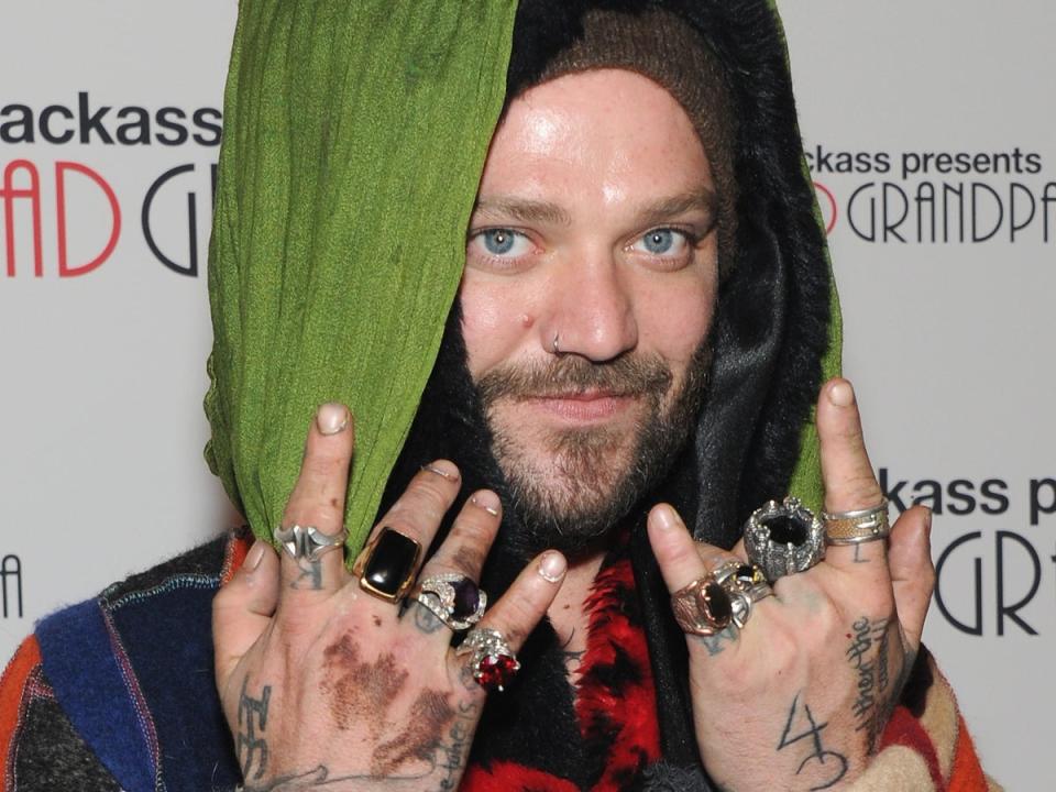 Margera (pictured) allegedly told neighbour he had ‘12 seconds’ to leave his own home (Getty Images)