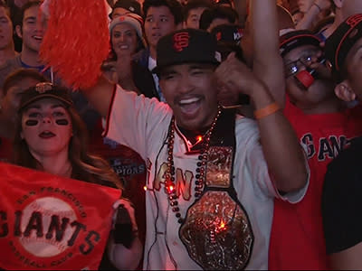 Fans receive San Francisco Giants Pride Jerseys as part of the