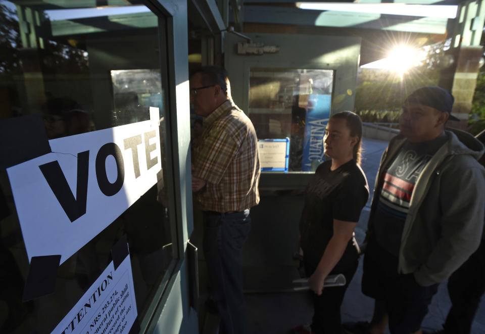 People enter a polling staton to cast their ballot during the 2016 presidential election in Las Vegas, Nevada,&nbsp;on Nov. 8.