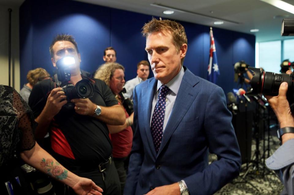 Australia's attorney general Christian Porter leaves a press conference Wednesday where he outed himself as the accused. Source: AAP